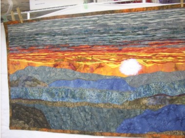 Appalachian Sunset Mountain Art Quilt Wall Hanging